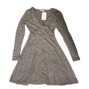 Super Soft Grey “Mock Wrap” Dress NWT